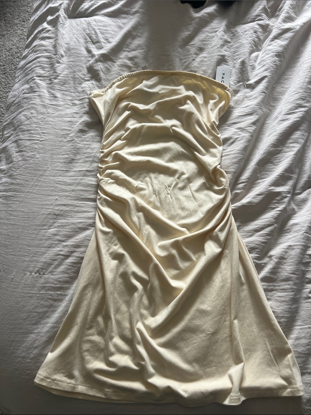PacSun Strapless Ruched Cream Mini Dress